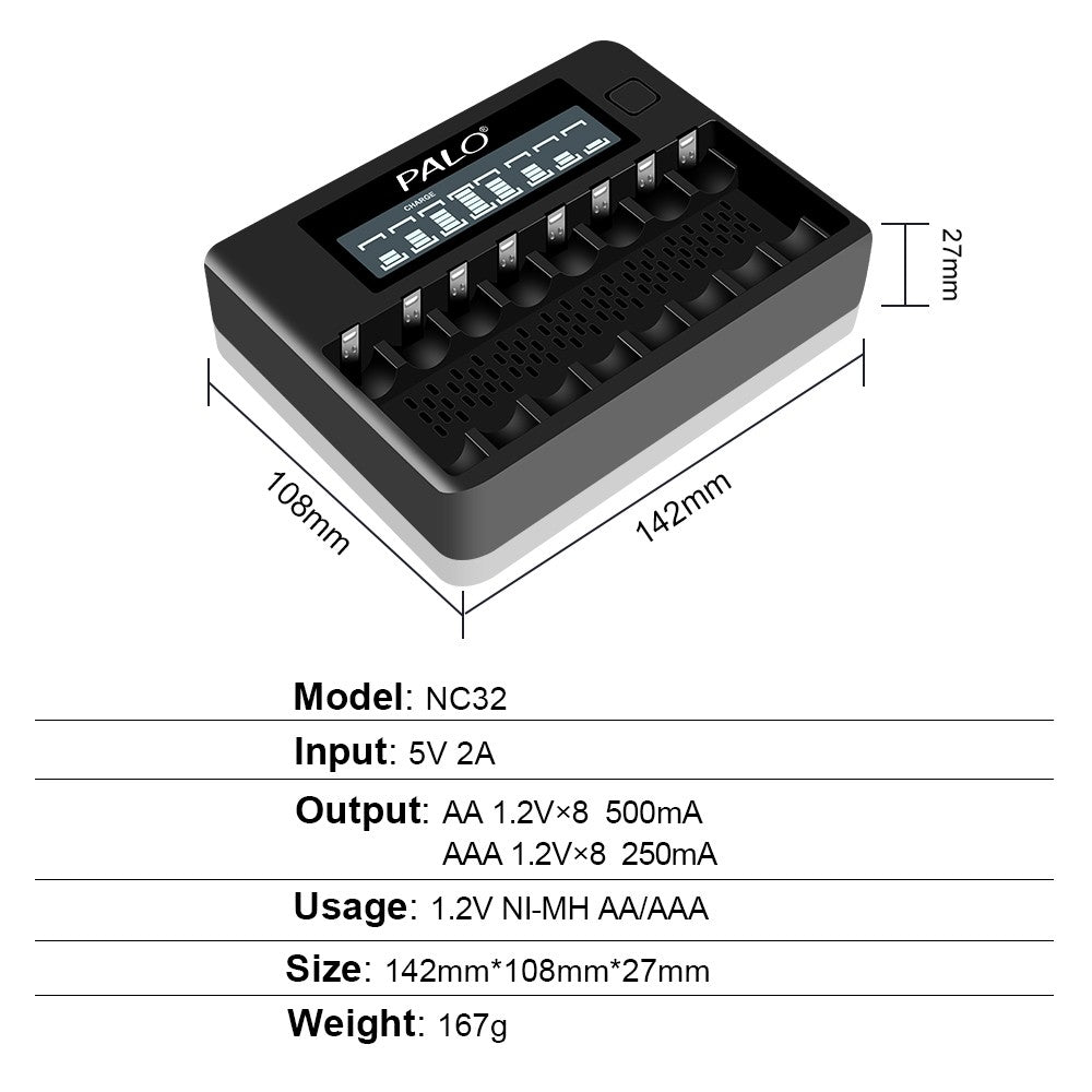 CITYORK 1.2V AA y AAA Batería Recargable NIMH+ 8 Ranuras LCD USB Cargador de Batería Para 1.2V AA AAA NI-MH Batería Recargable