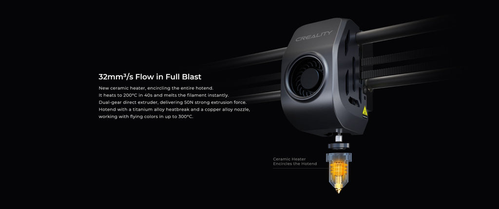 Creality-impresora 3D k1/K1MAX /K1C, extrusora de accionamiento directo de doble engranaje, velocidad de impresión Hotend de flujo máximo de 32mm, 600 MM/S