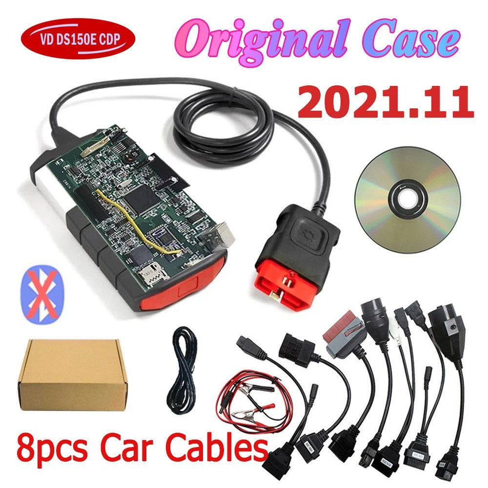 Nuevo VCI Vd Ds150e Cdp 2021.11 con Keygen VdIJk Autocoms Pro Bluetooth TNESF DELPHIS ORPDC Herramientas de Diagnóstico OBD2 para Autos y Camiones