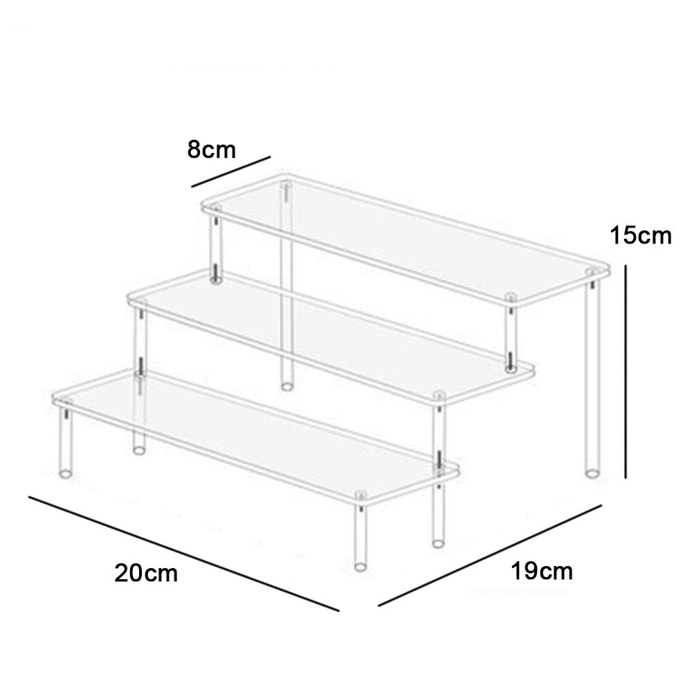 Soporte de exhibición acrílico de 1-4 niveles, estante de exhibición duradero para magdalenas, Perfume, muñeca, caja ciega Trapezoidal transparente, estante de almacenamiento