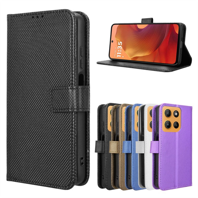 Para Motorola Moto G15 G15 Power funda de lujo con tapa patrón de diamante piel PU funda tipo billetera de cuero con soporte para Moto G15 4G bolsas de teléfono