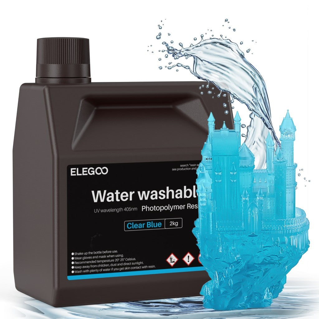 Resina para Impresora 3D ELEGOO, 2 kg, 405 nm, Curado UV, Lavable con Agua, para Impresión 3D LCD, Alta Precisión, Bajo Olor, Gris 2000 g