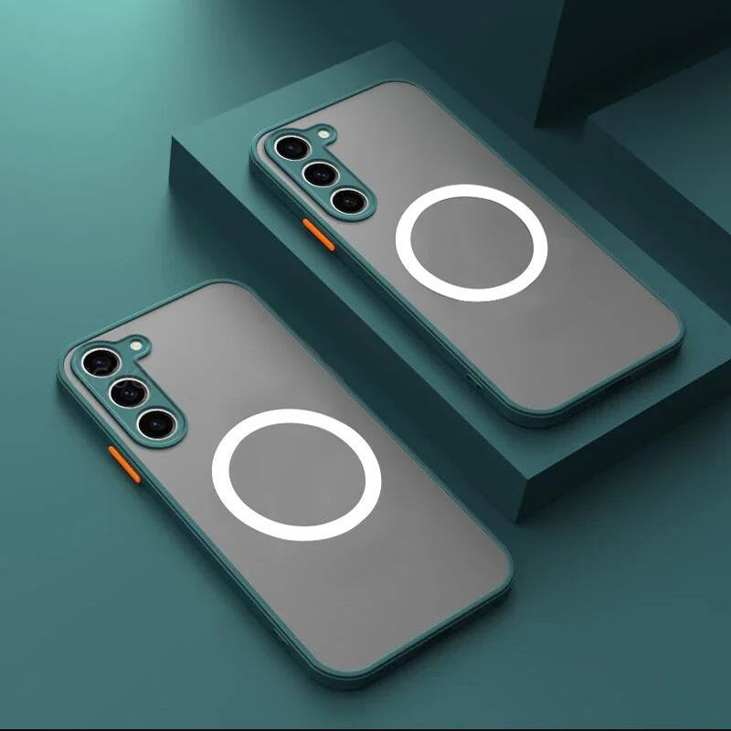 Para Magsafe funda magnética mate para Samsung Galaxy S25 S24 S23 S22 S21 Ultra Plus FE cubierta de carga inalámbrica esmerilada a prueba de golpes