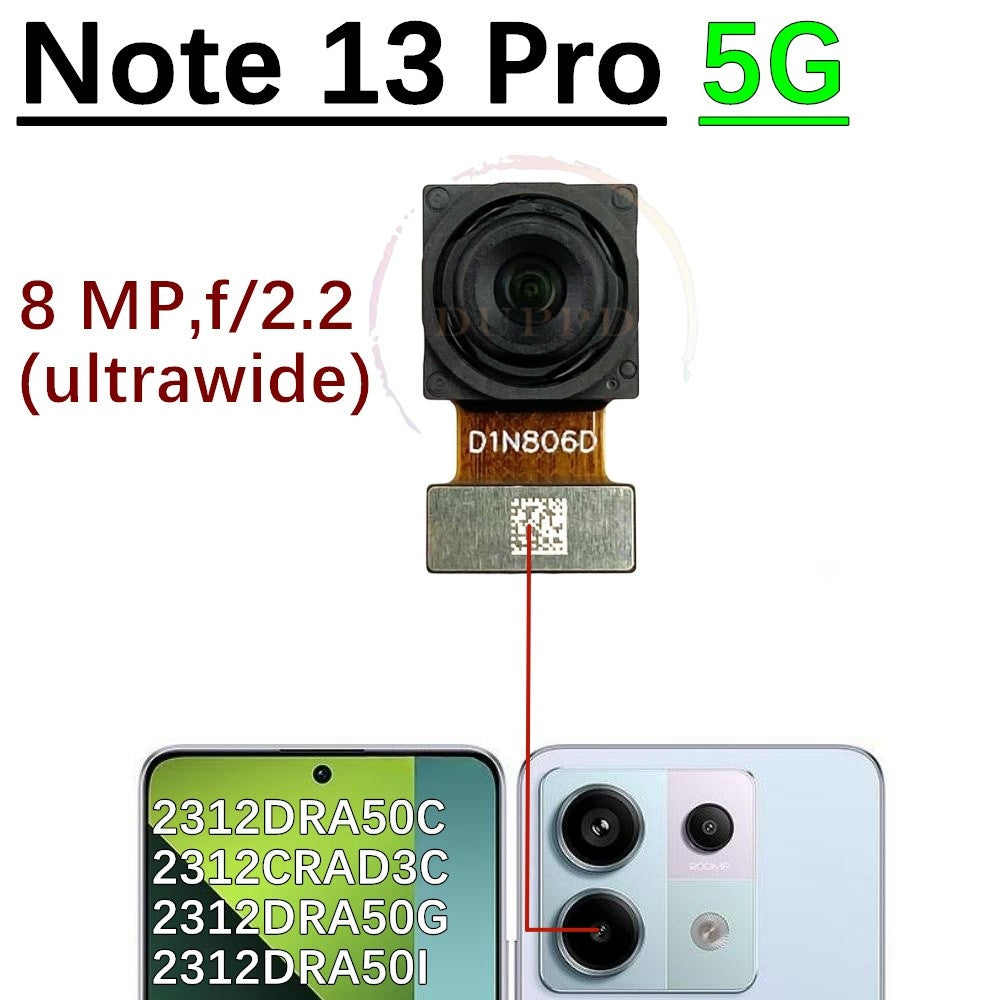 Cámara principal trasera para Xiaomi Redmi Note 13 Pro Note13Pro 4G 5G, piezas de Cable flexible de módulo de cámara frontal pequeña