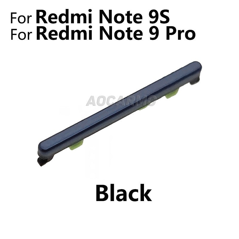 Aocarmo para Xiaomi Redmi Note 9 Pro Note9S volumen arriba abajo botón interruptor lateral pieza de repuesto