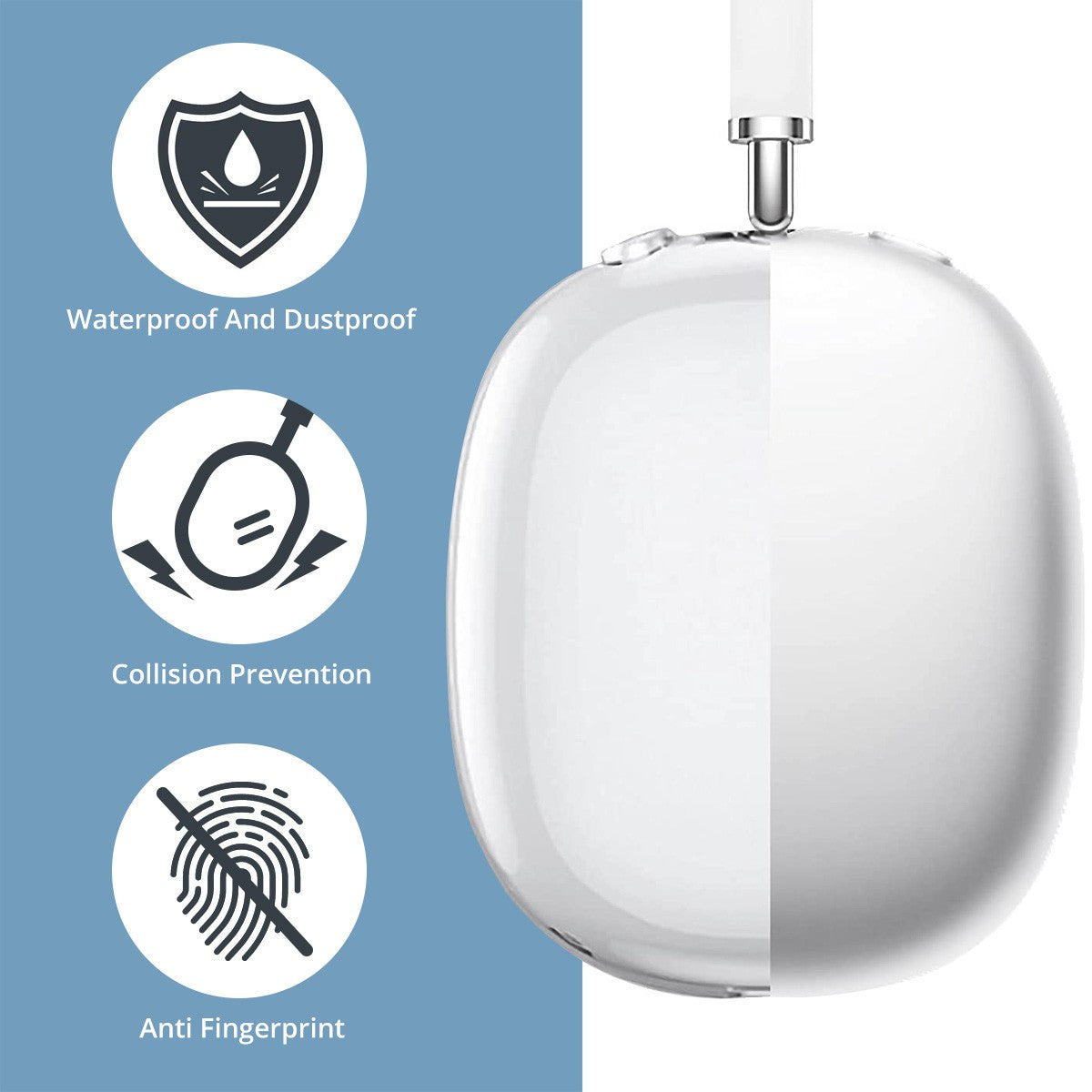 Funda transparente suave antiarañazos para AirPods Max TPU inalámbrico a prueba de golpes funda protectora para auriculares
