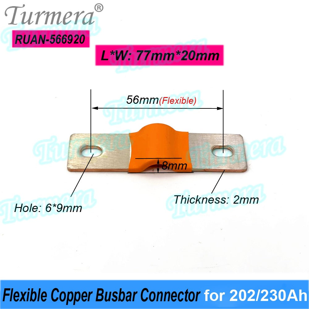 Turmera-batería Lifepo4 de 12V, conector de cobre Flexible, 56mm, 74mm, 2mm, 400A, para uso en batería Lifepo4 de 200Ah, 230Ah, 280Ah, 320Ah