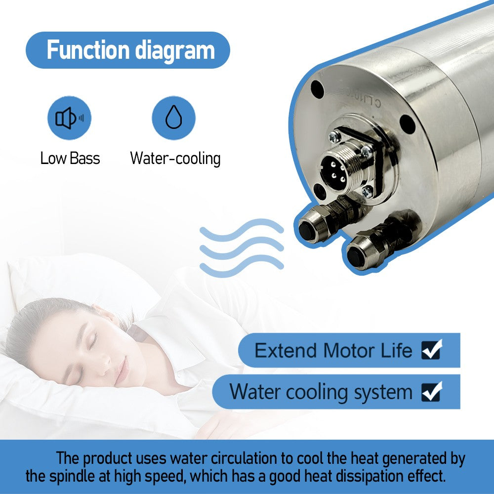 Motor de husillo CNC de 2200W, 220v ER20, 2,2 kW, husillo de refrigeración por agua redondo, 24000RPM + 2,2 kW VFD 50/60hz + bomba de agua + soporte de 80mm