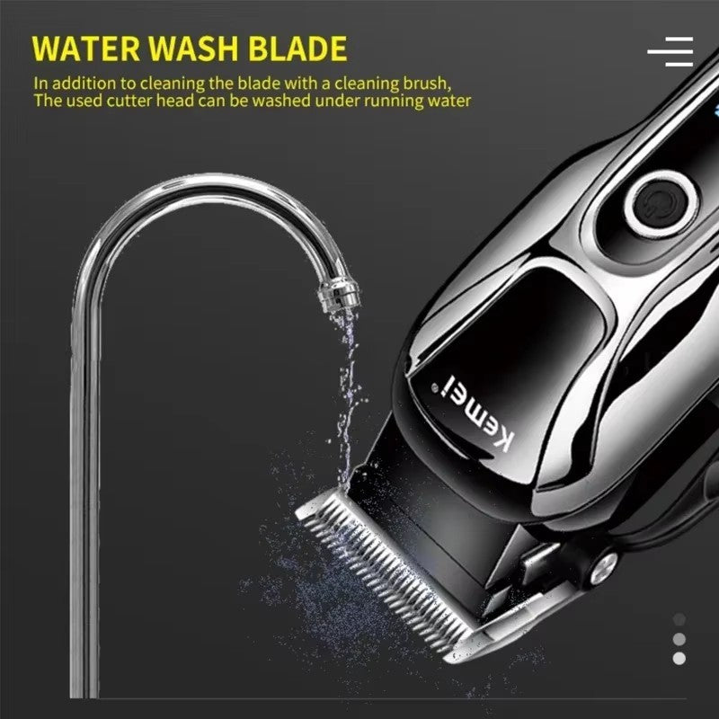 Kemei-cortadora de pelo KM-1990 para hombre, dispositivo profesional con pantalla LED, ajustable