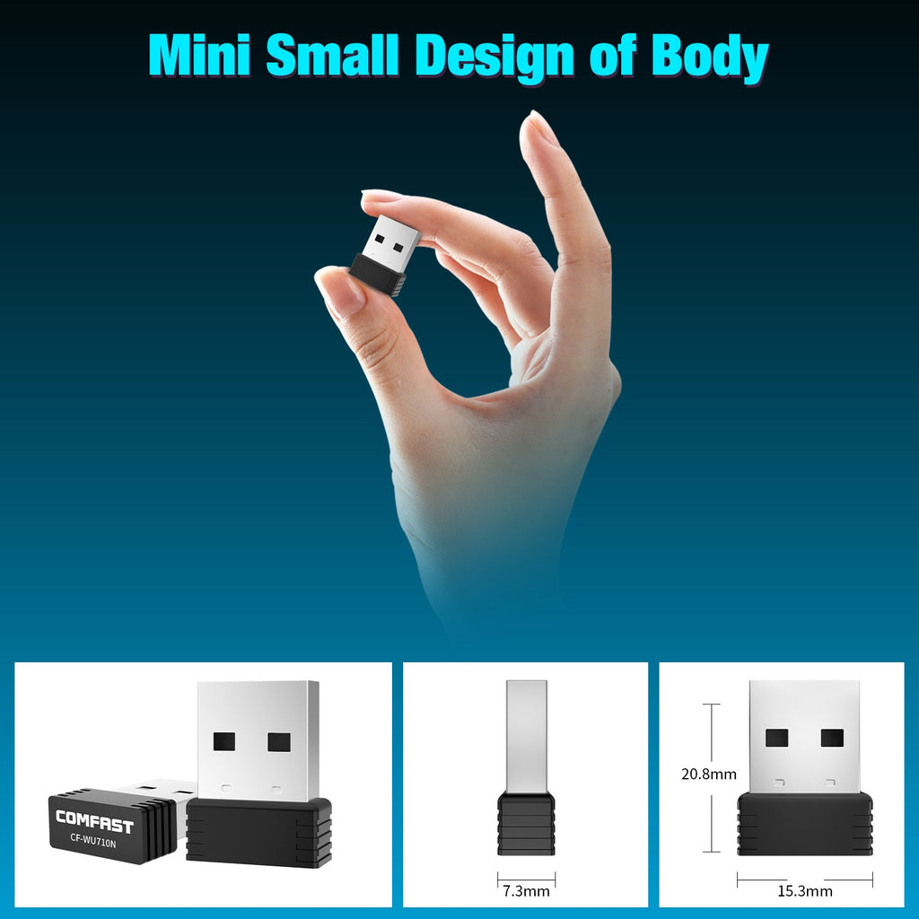 Adaptador Wifi USB Comfast 150M 2.4G USB 2.0 Mini Adaptador de Red WiFi para Escritorio y Portátil Receptor Wi-Fi Dongle Compatible con Win 7/8/10/11
