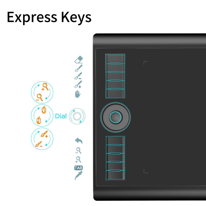 Tableta Gráfica GAOMON M10K PRO de 10x6.25 Pulgadas, Tableta Digital Artística para Principiantes en Dibujo, Función de Inclinación y Radial, 10 Teclas de Acceso Directo
