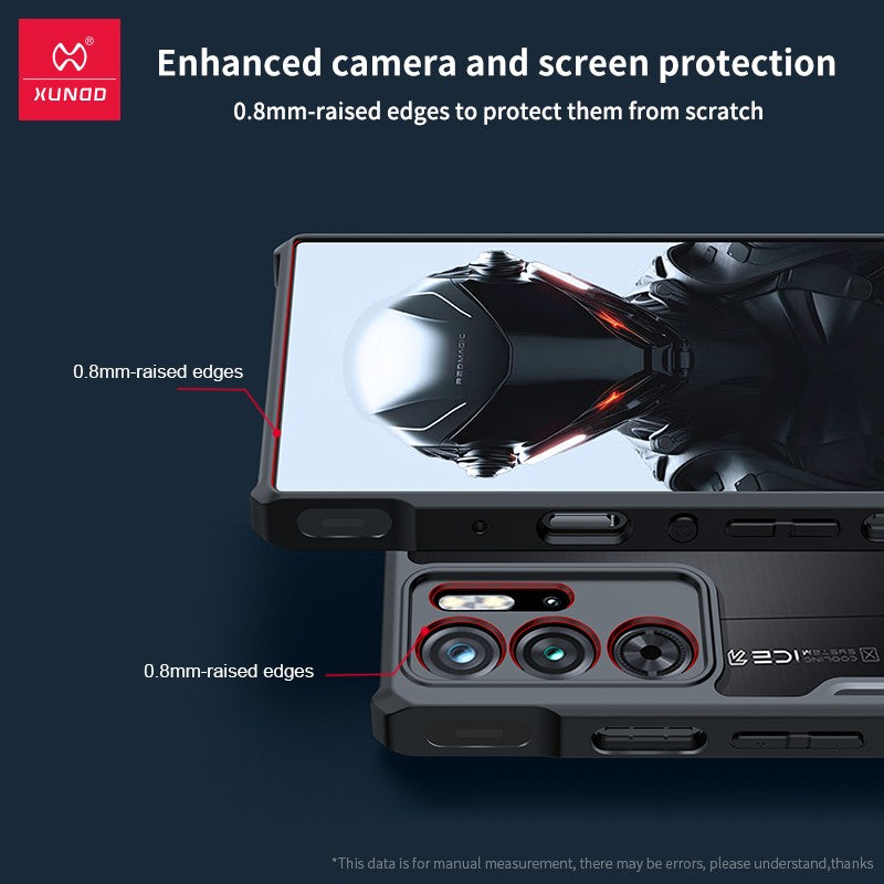 Xundd para Nubia Red Magic 9S Pro 9 Pro Plus 8S Pro Funda, Airbag carcasa a prueba de golpes, protección de cámara Raya trasera cubierta transparente Funda