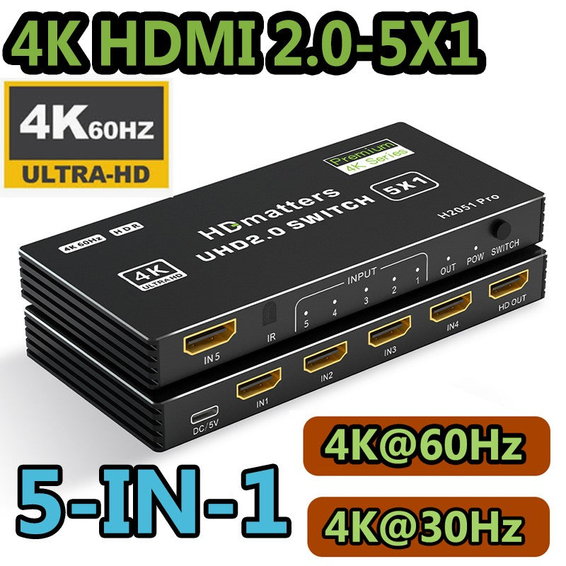 Divisor de interruptor HDMI 2,1, 120Hz, 3/4/5 puertos, HDMI 2,0 o HDMI 2,1, con mando a distancia para PS5, Xbox Series X, Apple TV, 4K, HDMI HDR