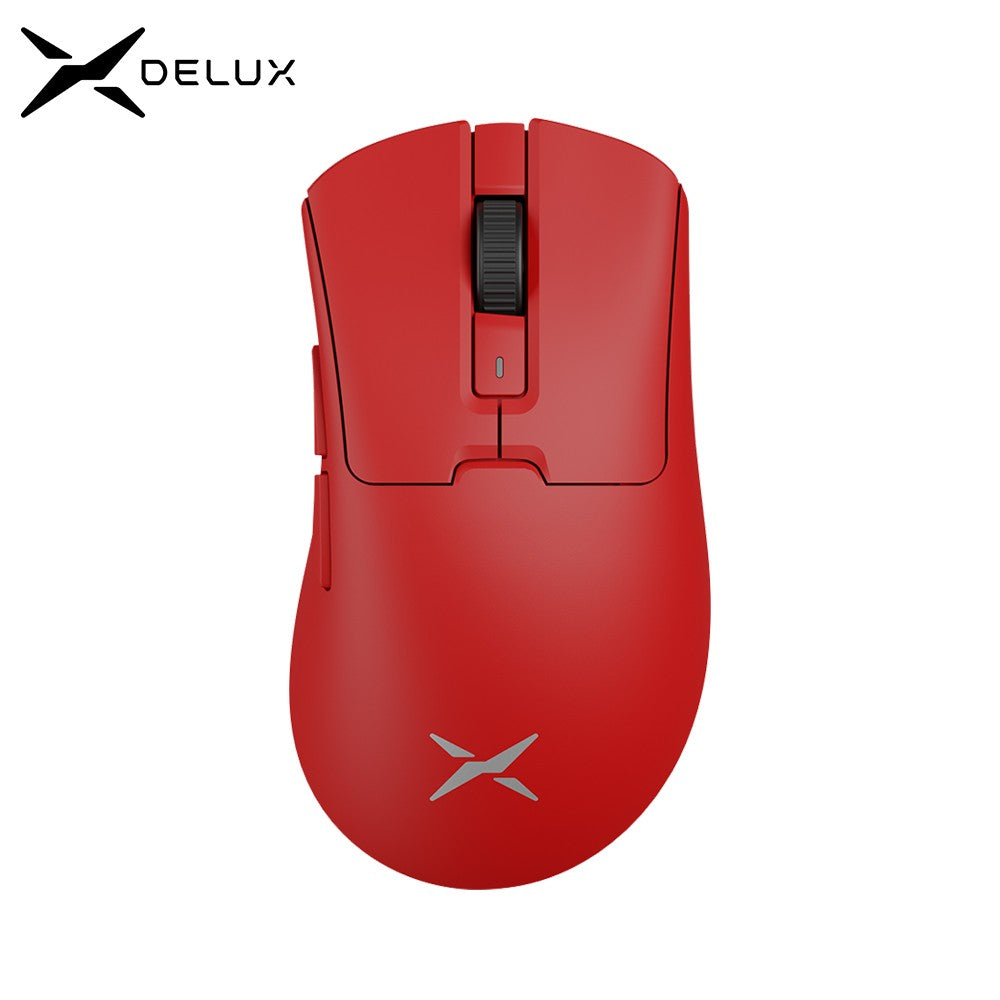 Ratón inalámbrico para juegos Delux M900 PRO, ergonómico, 8K, velocidad de orolling PAW3395 BK3633, base de carga RGB de 63g para PC y portátil de mano grande derecha