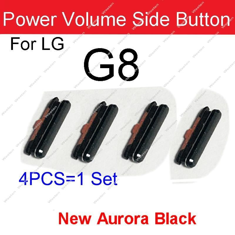 4 unids/lote para LG G7 G8 G8S G8X botones laterales de volumen de energía encendido apagado volumen de energía reemplazo de teclas laterales pequeñas