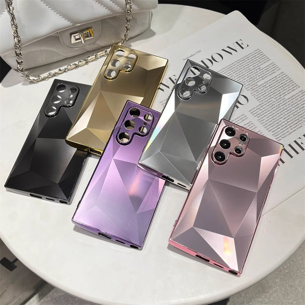 Funda chapada mate con patrón de diamante 3D para Samsung Galaxy S24 S23 Ultra S22 Plus A53 A54 A55 A34 A23 funda dura de lujo con techo de choque