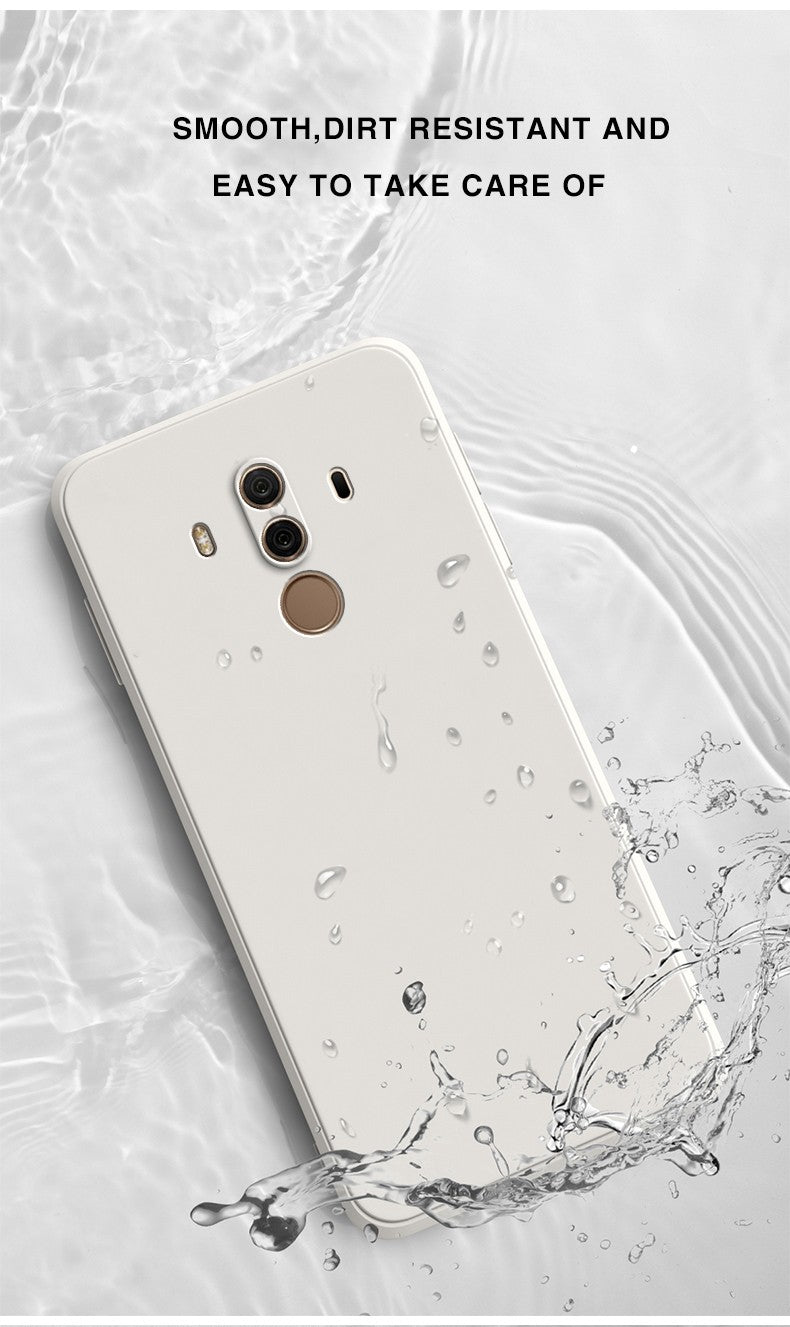 Funda de teléfono oficial de silicona líquida para Huawei Mate10 Mate 10 Pro 10Pro, cubiertas de protección de cámara de Color sólido cuadrado suave para parejas