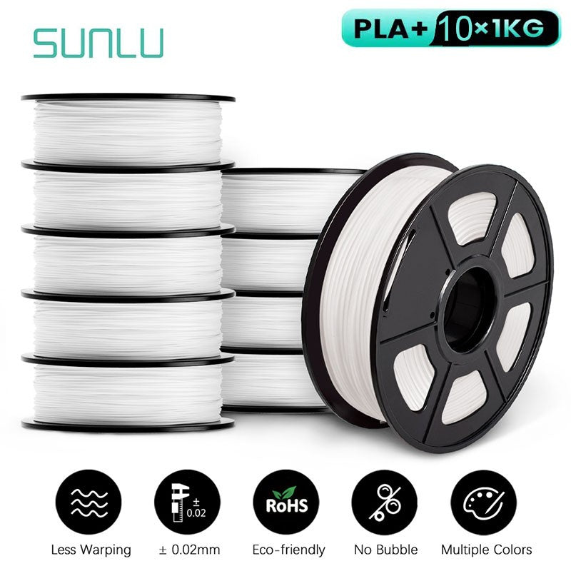 Filamento SUNLU 3D PLA/PLA PLUS de 10 kg (22 lb), 1.75 mm, Filamento para Impresora 3D, Ecológico y de Alta Resistencia