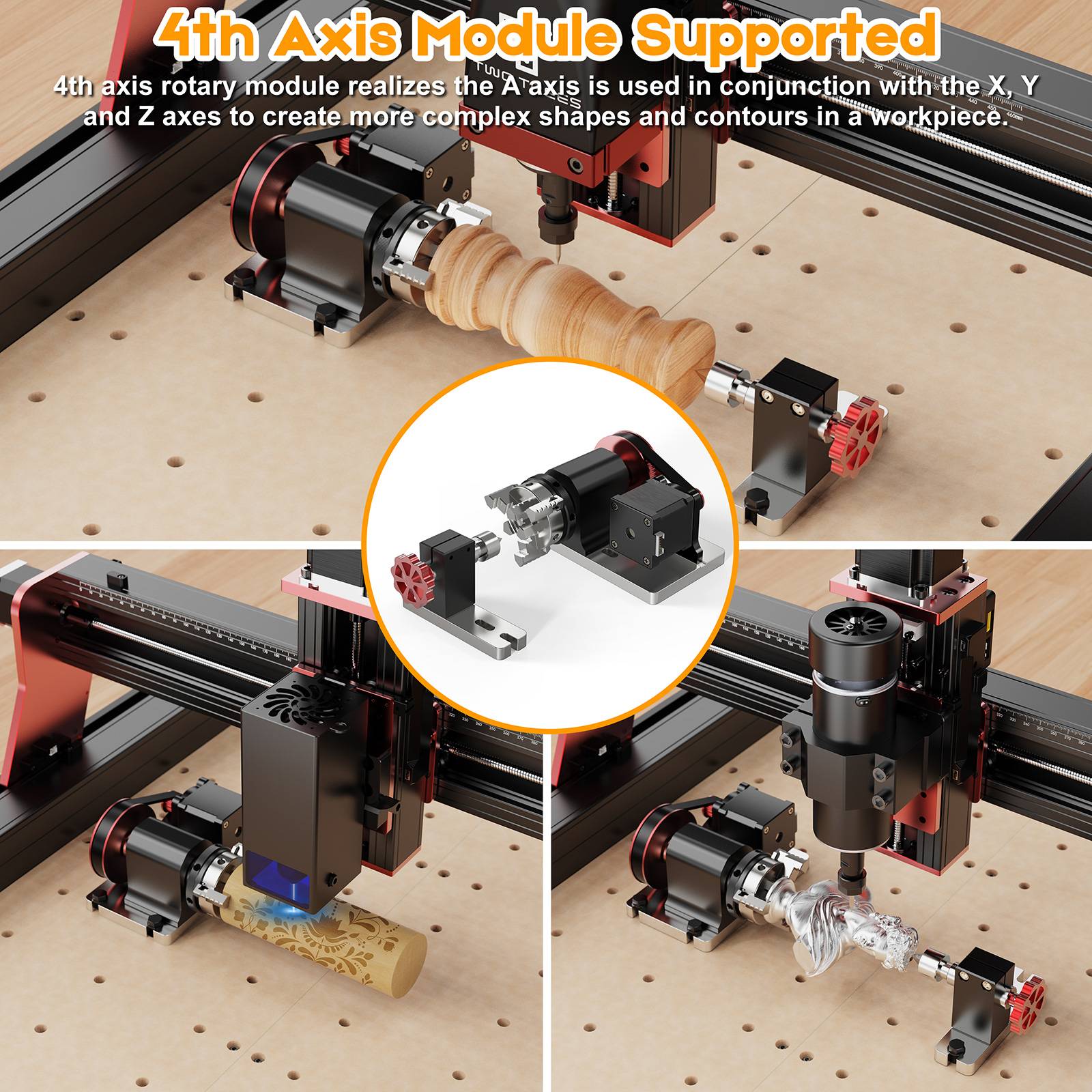 Twotrees-enrutador CNC de 3 ejes/4 ejes, fresadora y cortadora TTC450 PRO, grabador de joyería para madera, acrílico, PCB, PVC, MDF, Metal