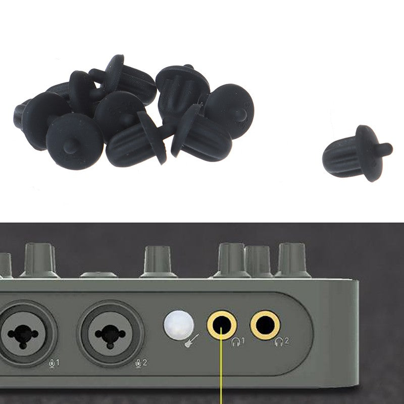 10 piezas de goma negra de 6,35mm, conector de Audio para PC, DVD, micrófono, cubierta antipolvo