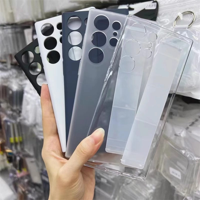 Funda de silicona elástica de lujo con correa para la muñeca para Samsung Galaxy S25Edge S24 S23 Ultra Plus, cubierta fina transparente mate para PC dura a prueba de golpes