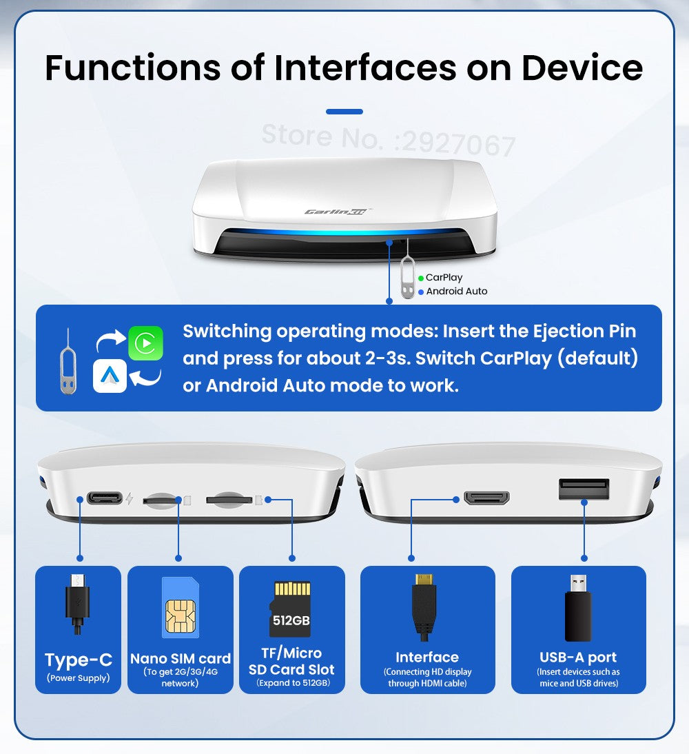 Caja de transmisión de video y TV con Android 13 CarPlay Ai Box SDM660 6225 CarlinKit HDMI inalámbrico para coche OEM 8G + 128G