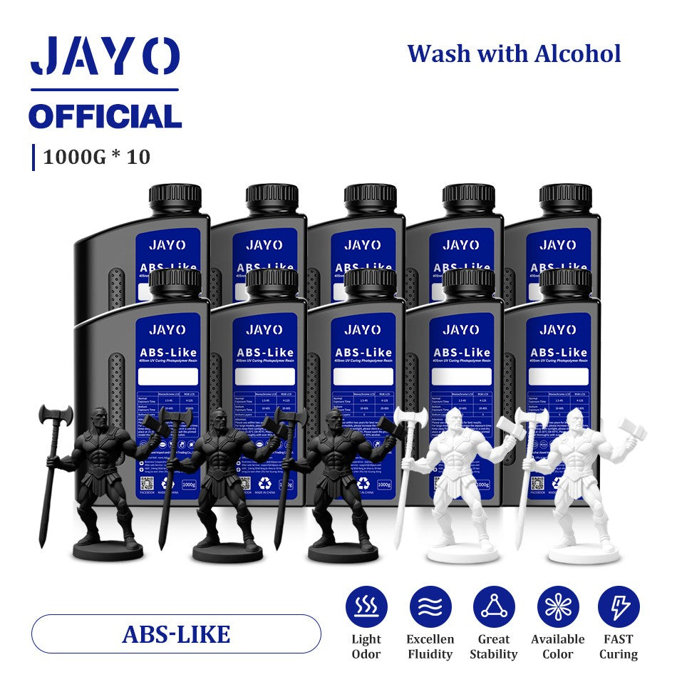 JAYO ABS como resina 3D, 10 botellas ABS como fotopolímero de curado UV de 405nm, resina 3D rápida para impresora 3D LCD/DLP/SLA de 2/4/6/8K