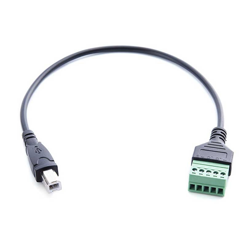 USB 2,0 hembra B Micro usb mini usb tipo C macho a conector de tornillo hembra de 5 pines con Cable adaptador de enchufe de Terminal de escudo 1 pies