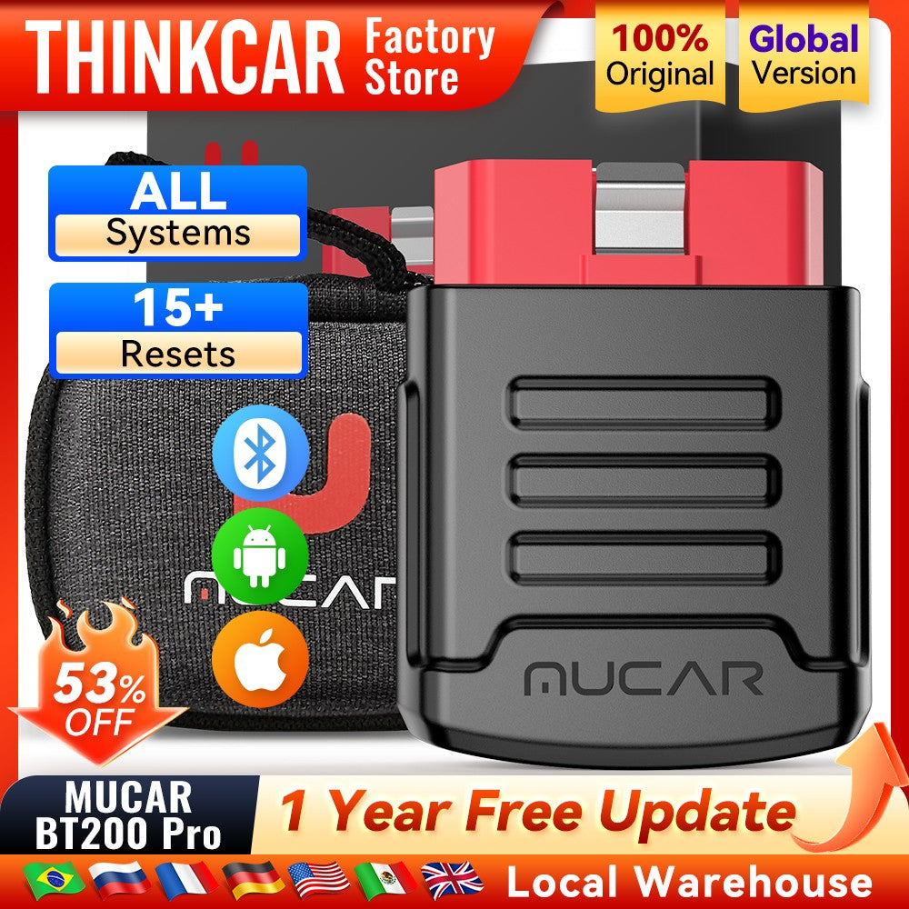 MUCAR BT200/BT200 PRO, herramienta de diagnóstico de coche con Bluetooth, aceite IMMO SAS 15, reinicio OBD2, escáner, lector de código automático para diagnóstico de sistema completo