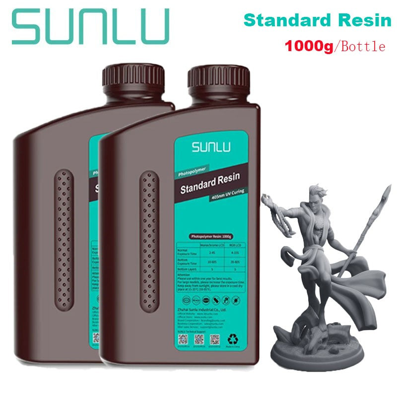 Resina 3D SUNLU de 2 kg, tipo ABS/estándar/lavable con agua, resina UV de 405 nm para la mayoría de las impresoras 3D SLA/DLP/LCD, material sensible a la luz UV, 1 kg