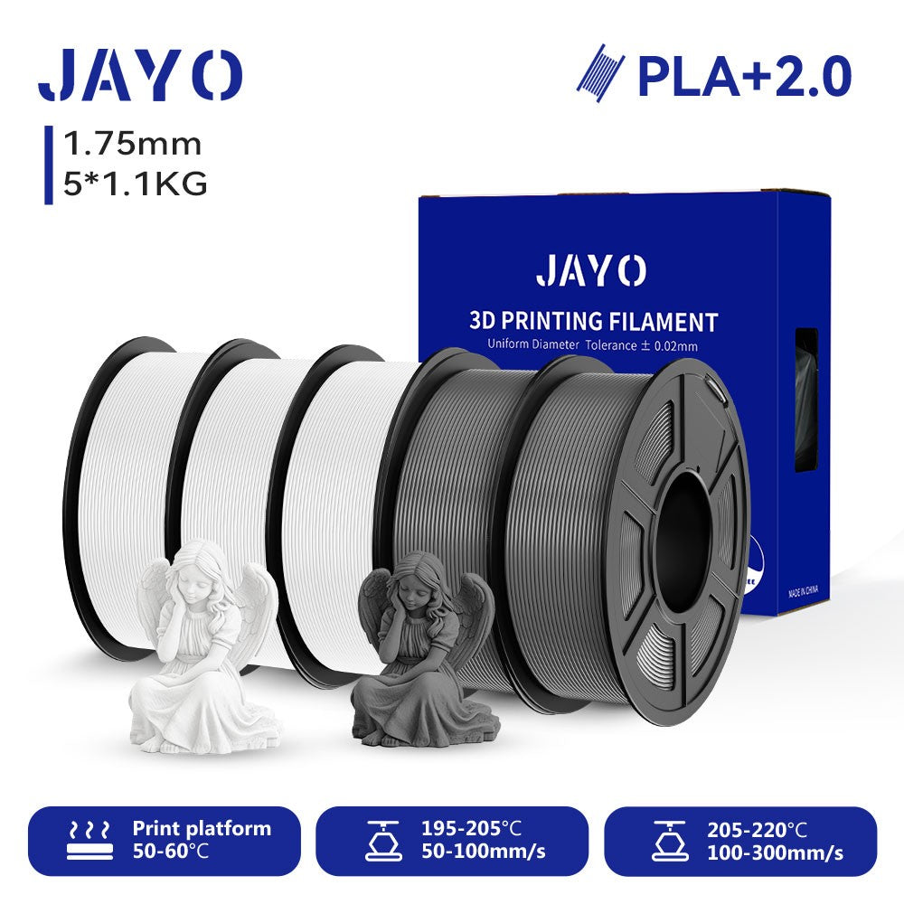 Filamento para Impresora 3D JAYO PETG/PLA/PLA PLUS, 1.75mm, 5.5KG, 100% Sin Burbujas, No Tóxico, Materiales de Impresión 3D para Impresora 3D y Bolígrafo 3D