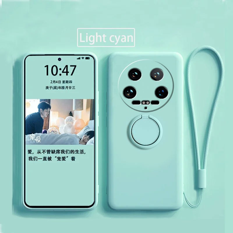 Funda para Xiaomi 14 Ultra Líquido silicona anillo soporte suave funda de teléfono para Xiaomi 14 Ultra a prueba de golpes Fundas traseras Xiaomi 14Ultra