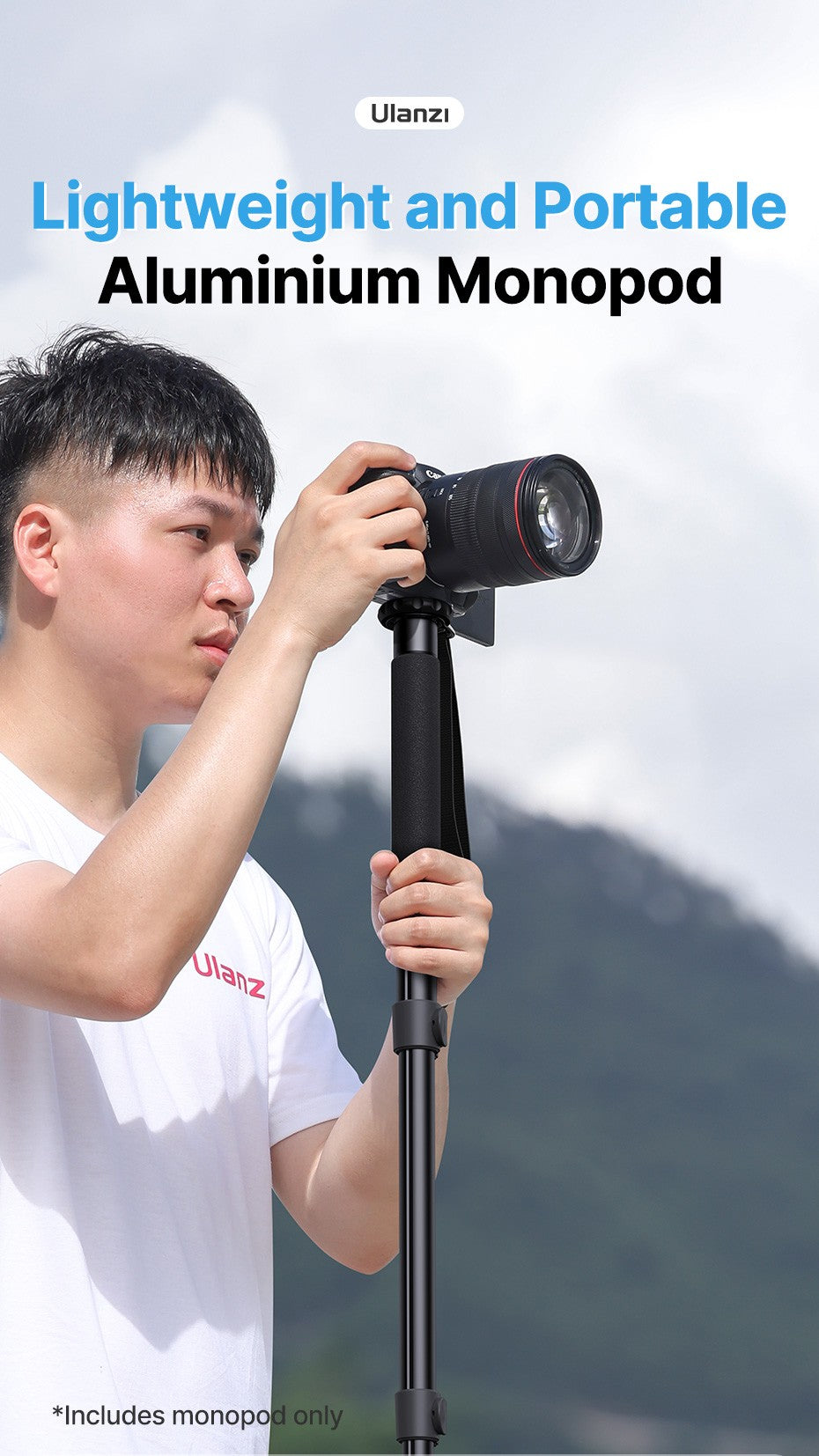Ulanzi-trípode de aluminio para cámara DSLR, ligero de 1/4 monopié/3/8 pulgadas, palo de Selfie de viaje y senderismo, máx. 155cm, carga de 5KG