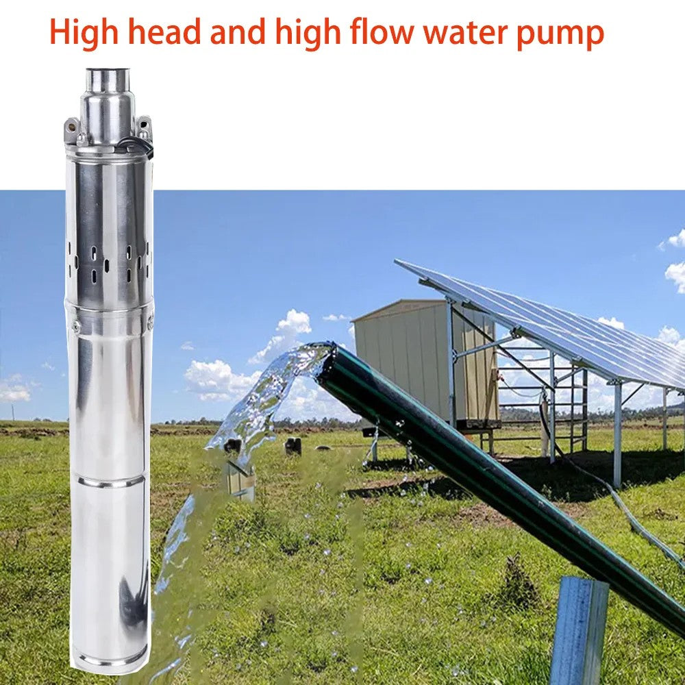 Bomba Solar para pozo profundo, dispositivo de perforación sumergible de acero inoxidable sin escobillas, cabezal máximo de 750 M con controlador incorporado, CC, 100 W, 48V, 60V, 72V