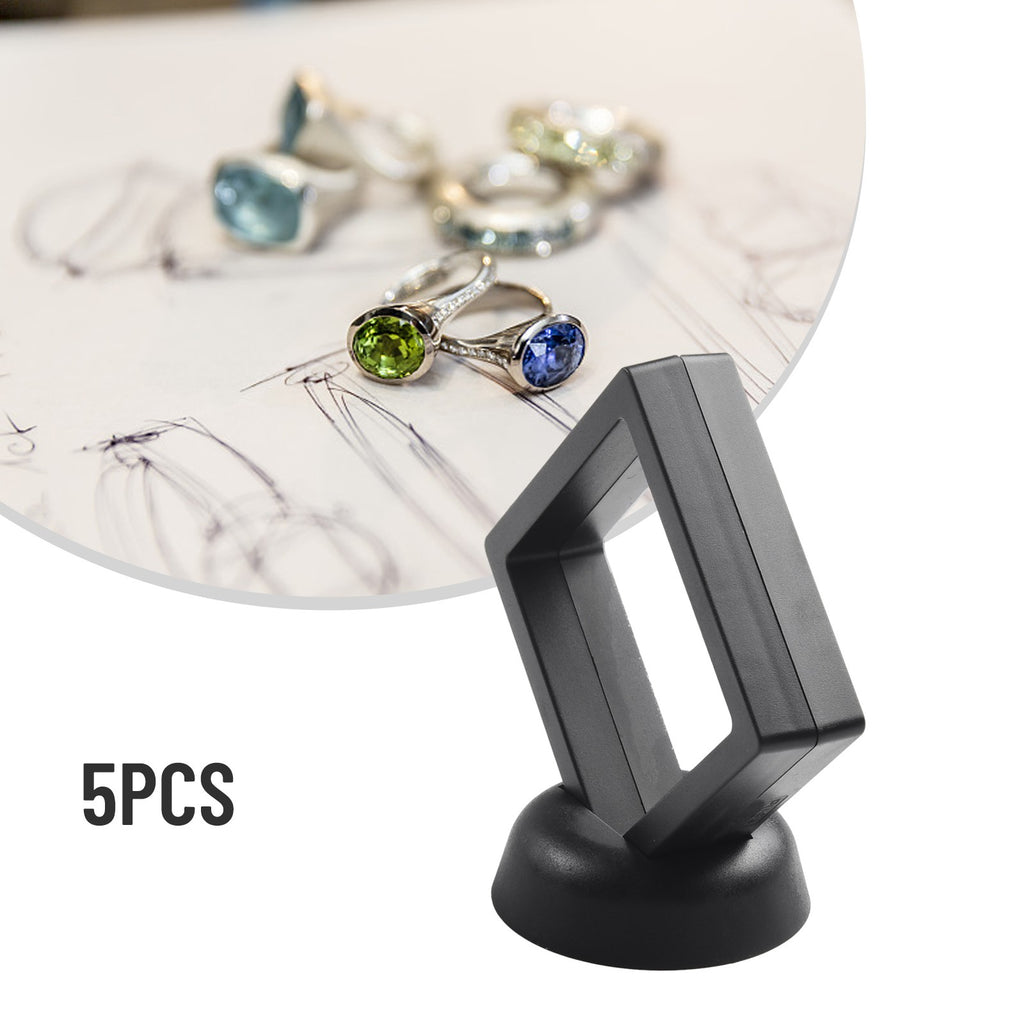 5/10 Uds. Marco flotante 3D anillo de joyería soporte para presentación de monedas caja de almacenamiento suministros para el hogar negro/blanco 70mm x 70mm x 20mm