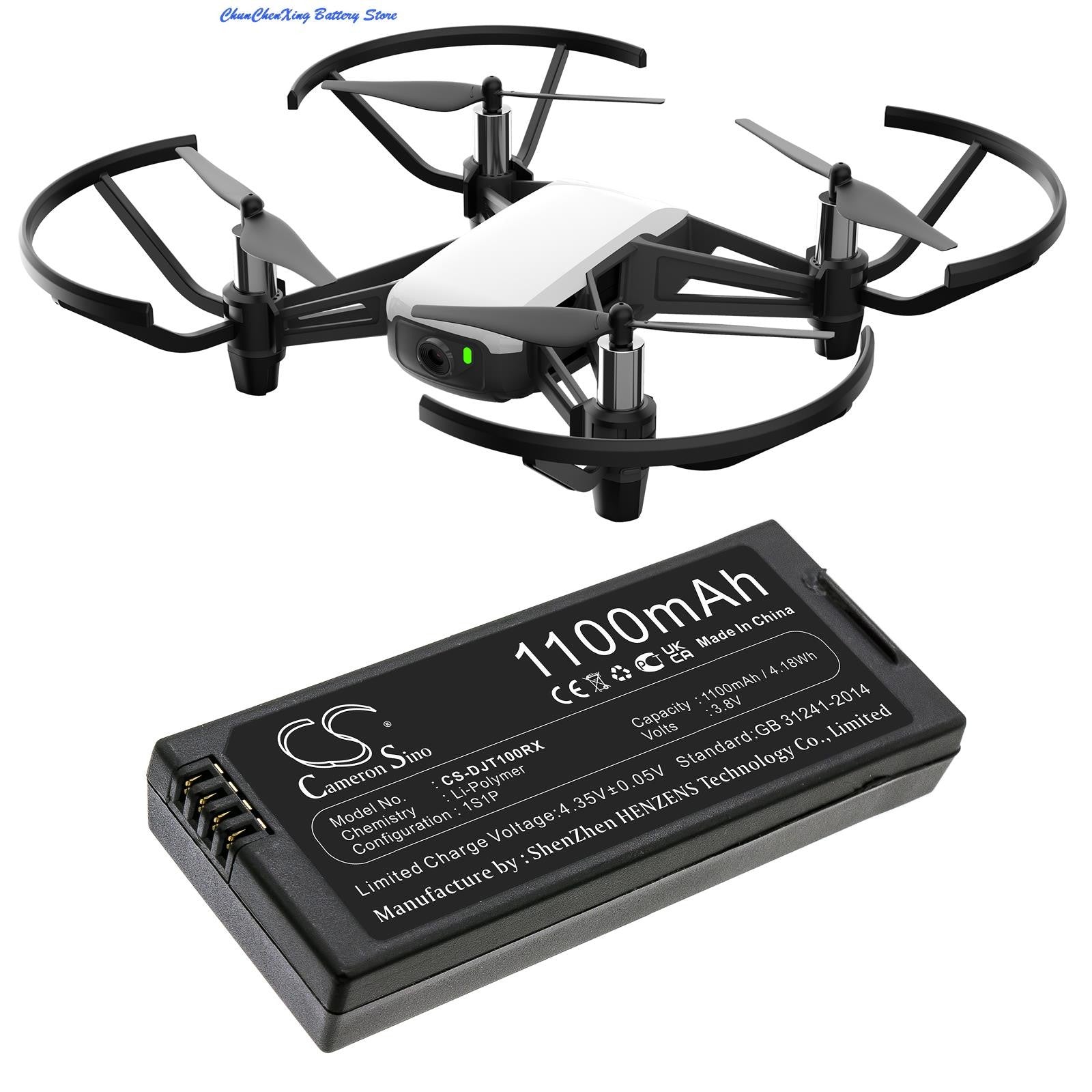 Cameron Sino 3.8V 1100mAh Drones Batería T01 para DJI Tello