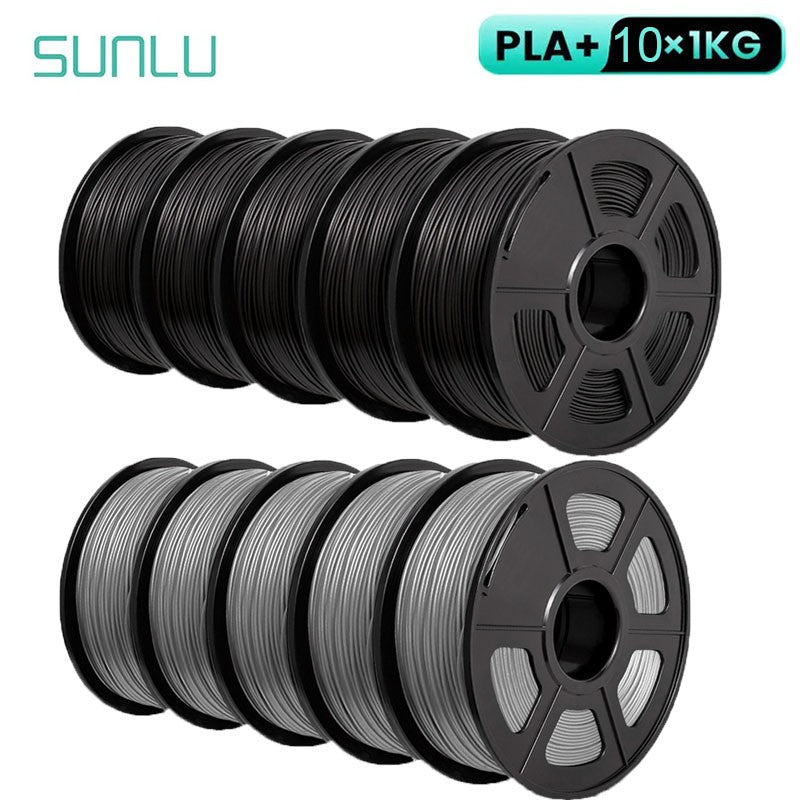 Filamento SUNLU 10KG 3D PLA/PLA PLUS/PETG/filamnet ABS fácil 1,75mm 10 rollos 1KG filamento de impresora 3D bien herido para impresora 3D