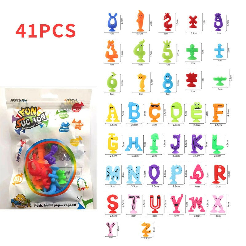 Juguete con ventosa de letras y números, juguete de bloques de construcción de silicona suave, juguete con ventosa sensorial para niños, juego interactivo para padres e hijos, juguete de baño