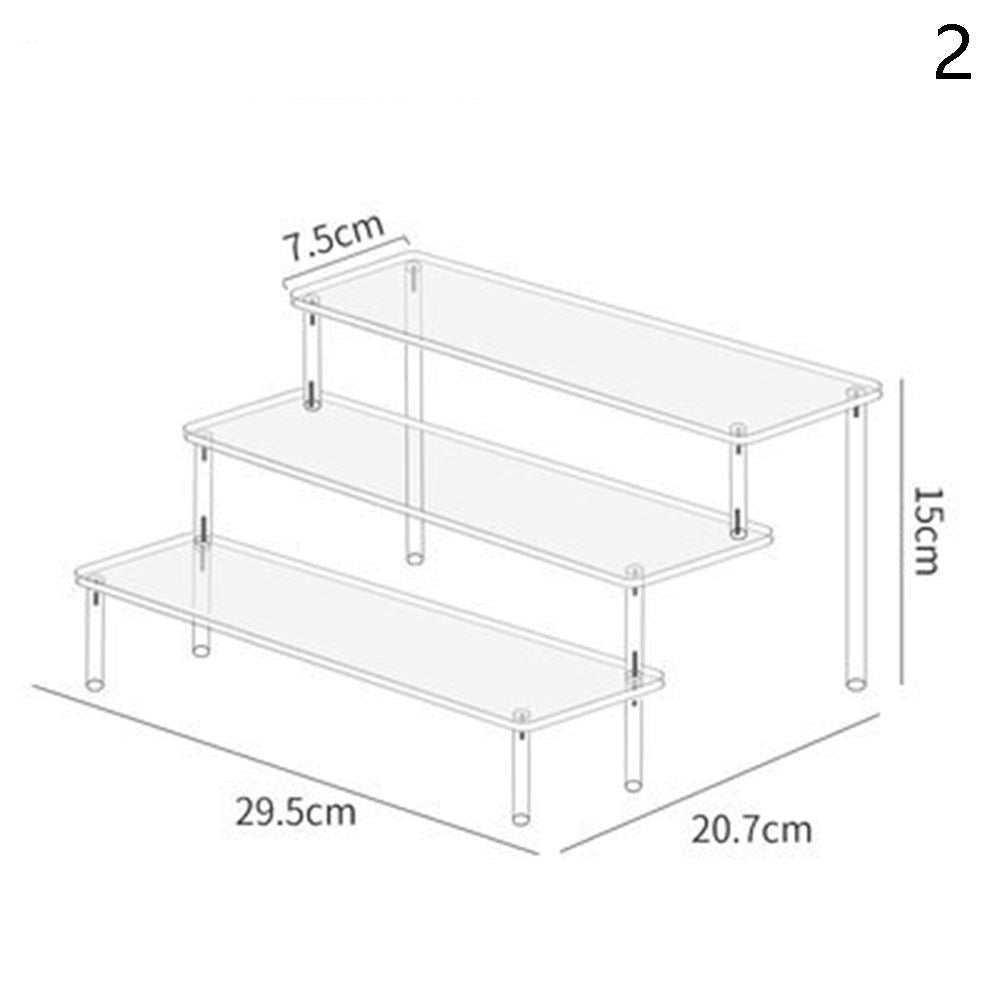 Soporte de exhibición acrílico de 1-4 niveles, estante de exhibición duradero para magdalenas, Perfume, muñeca, caja ciega Trapezoidal transparente, estante de almacenamiento