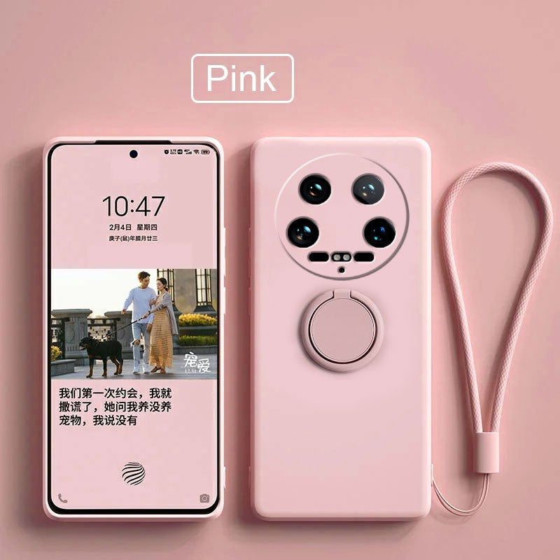 Funda para Xiaomi 14 Ultra Líquido silicona anillo soporte suave funda de teléfono para Xiaomi 14 Ultra a prueba de golpes Fundas traseras Xiaomi 14Ultra