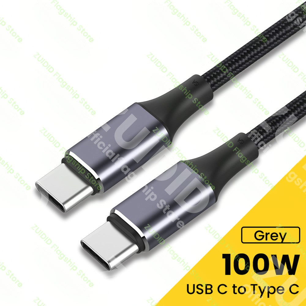 Cable USB C a tipo C de 100W PD 3,1 240W Cable cargador de carga rápida USB-C 5A Cable de datos tipo C para Macbook iPad Samsung Xiaomi 2m