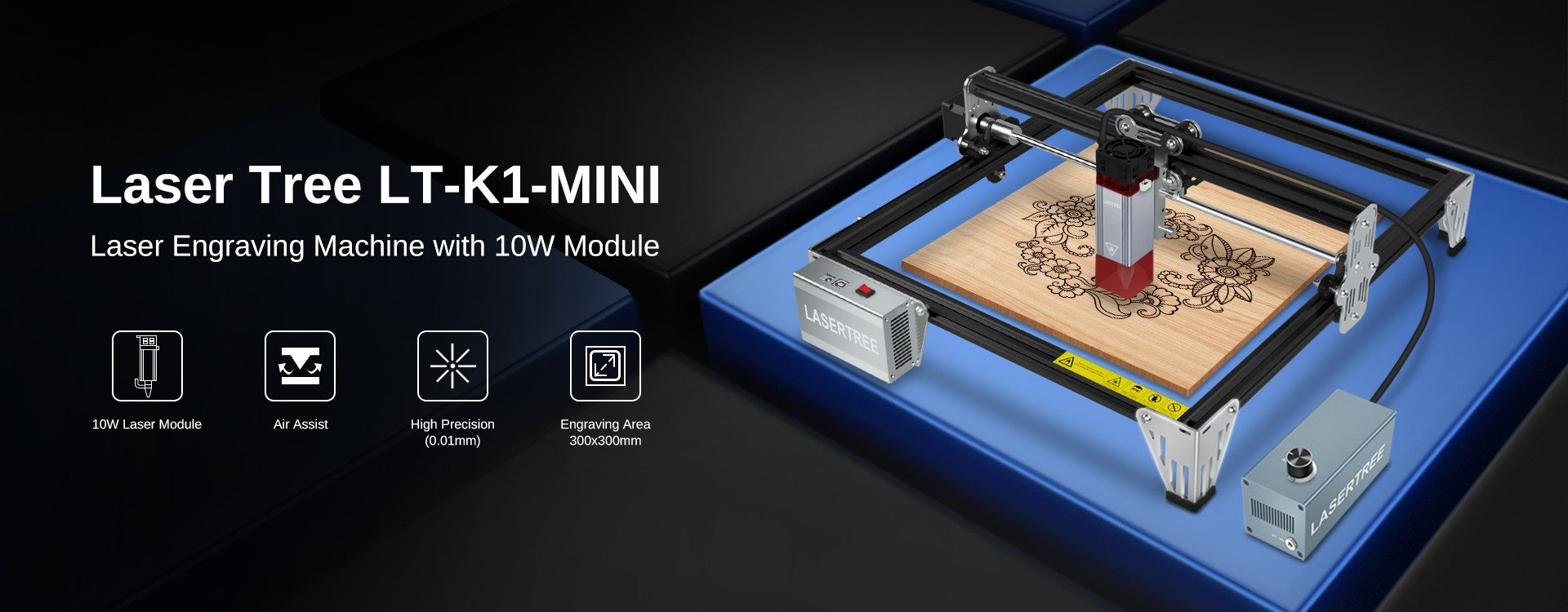 LASER TREE 5W módulo láser con asistencia de aire 450nm enfoque fijo TTL cabezal láser de luz azul para máquina de grabado de corte CNC DIY