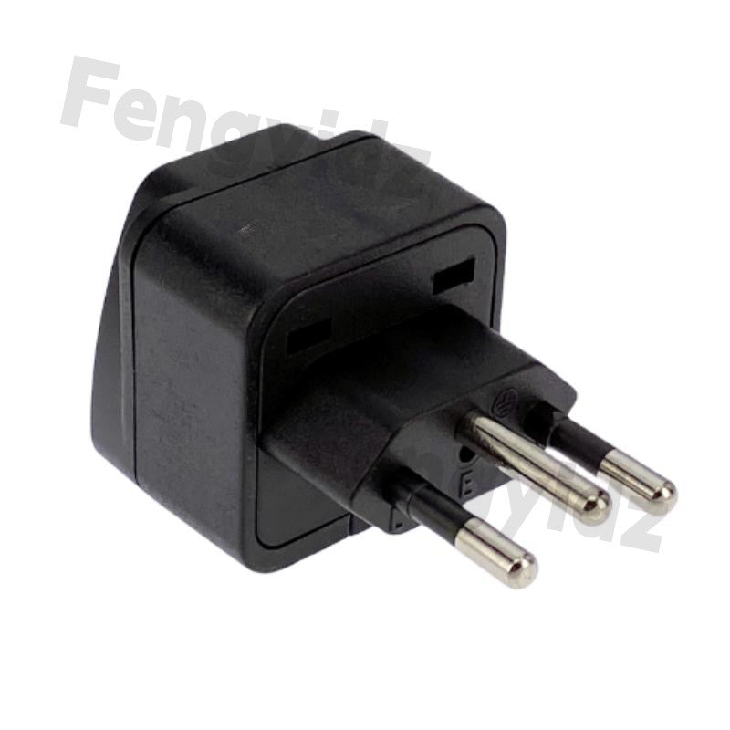 Adaptador de enchufe de viaje de Brasil UE/Reino Unido/AU/CN/JP/Asia/Italia a Brasil (Tipo N), enchufe de pared de Brasil con conexión a tierra de 3 clavijas