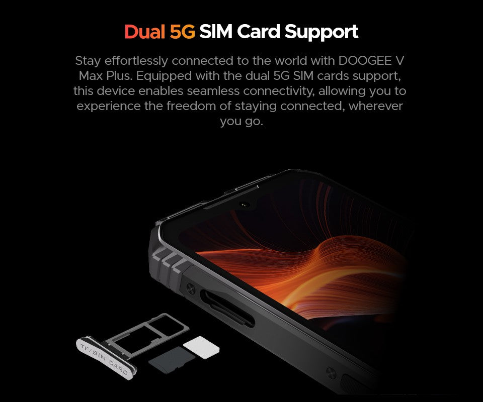 Versión Global DOOGEE V Max Plus 5G teléfono resistente 6,58 "36GB(16 +20) 512GB 200MP cámara AI 22000mAh efecto de iluminación NFC 5G teléfono