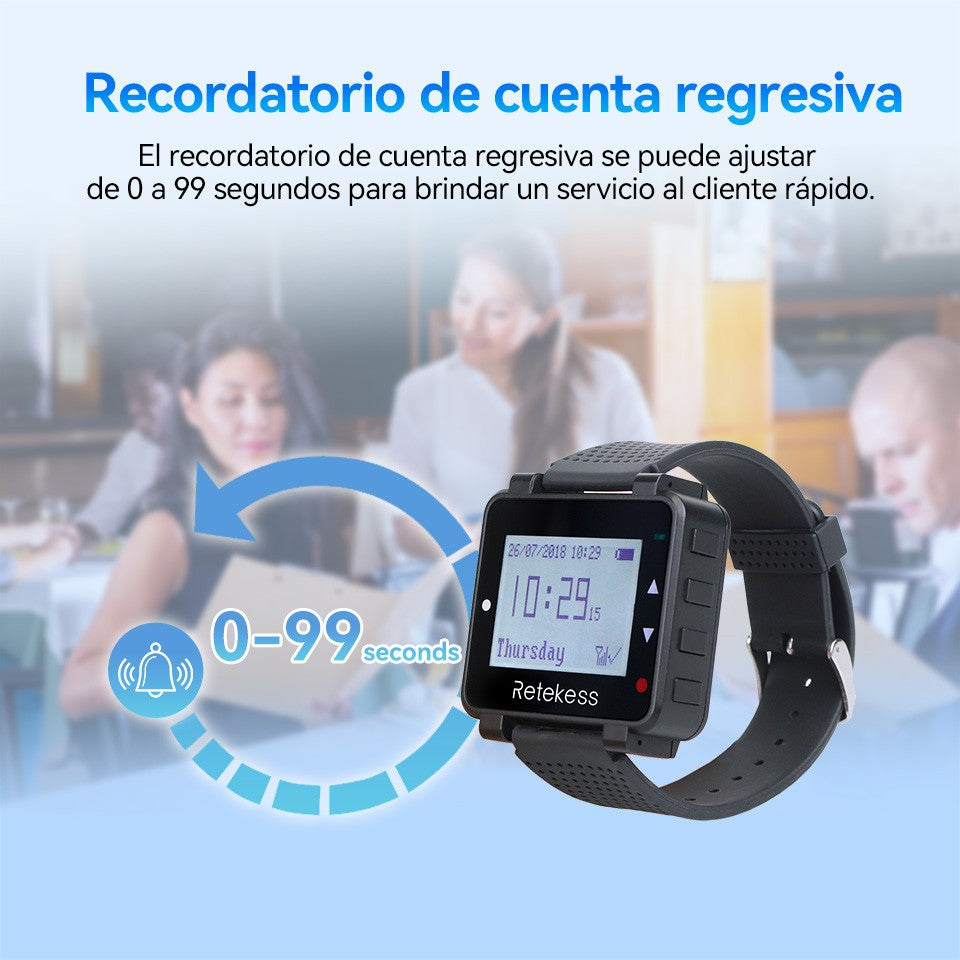 RETEKESS-sistema inalámbrico de llamadas para camarero, buscapersonas para restaurante, receptor de reloj T128, botón de llamada T117, servicio al cliente para cafetería