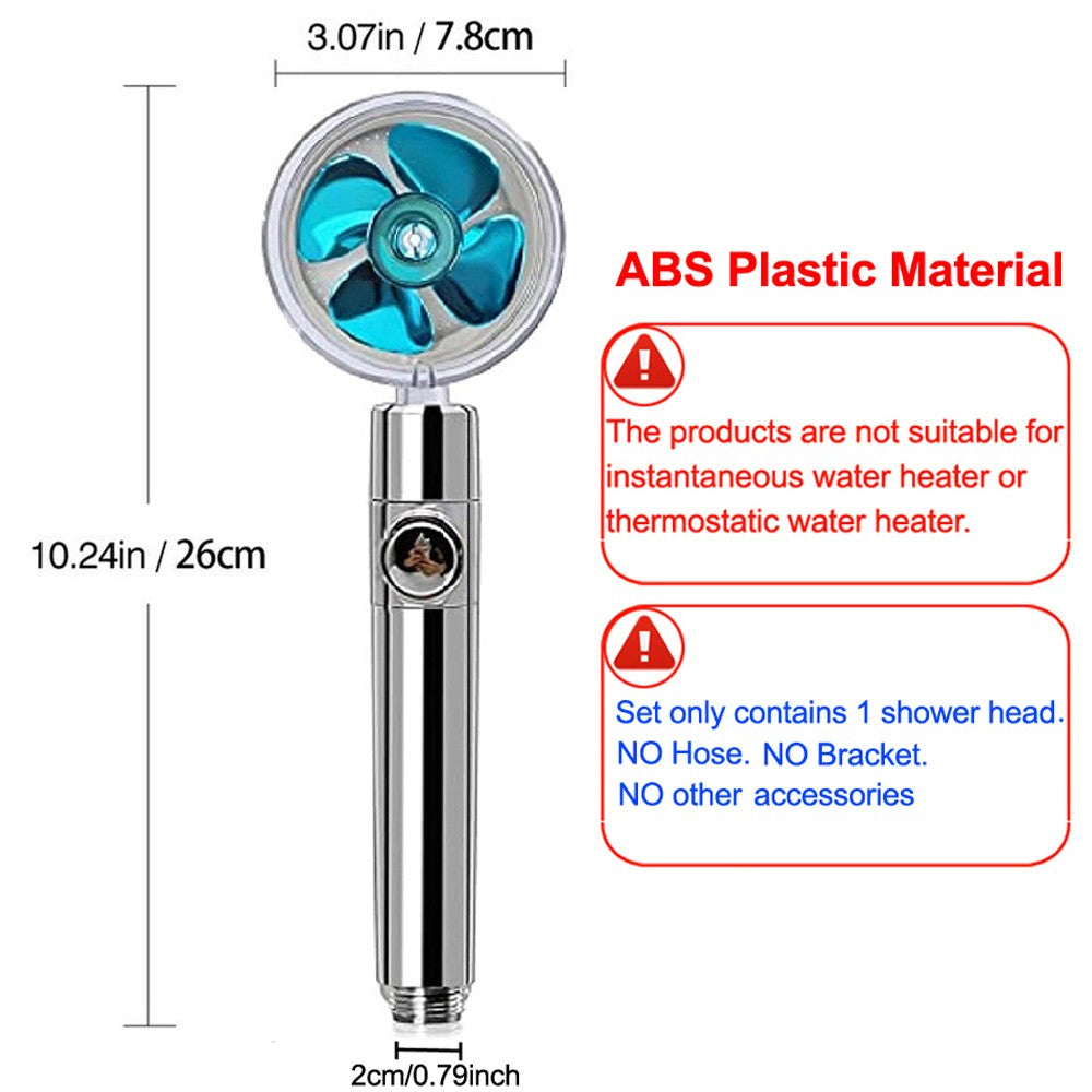Nuevo cabezal de ducha con flujo de ahorro de agua, rotación de 360 grados con ventilador pequeño, boquilla de pulverización de alta presión ABS para lluvia, accesorios de baño
