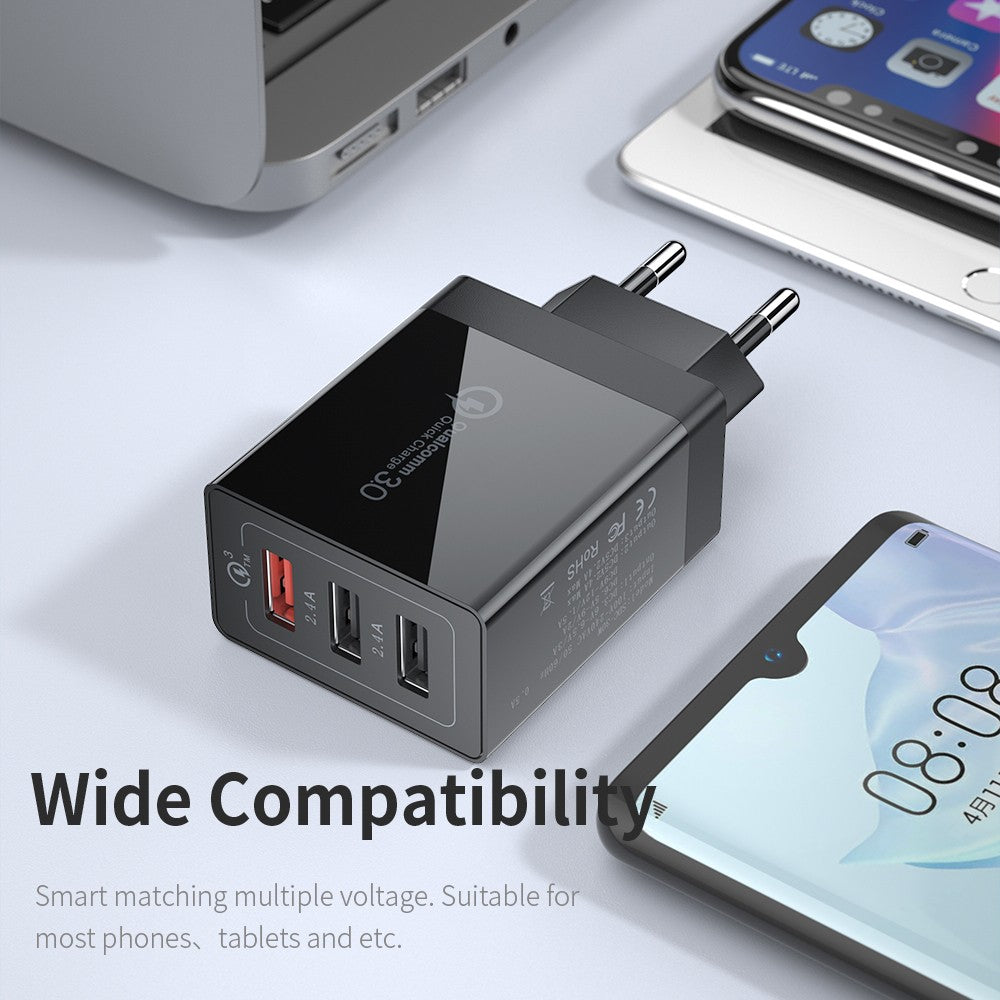 Essager-cargador USB tipo C de 30W, carga rápida 3,0 para iPhone 14, Samsung, Xiaomi, 3 puertos, enchufe múltiple, carga rápida para teléfono móvil de pared