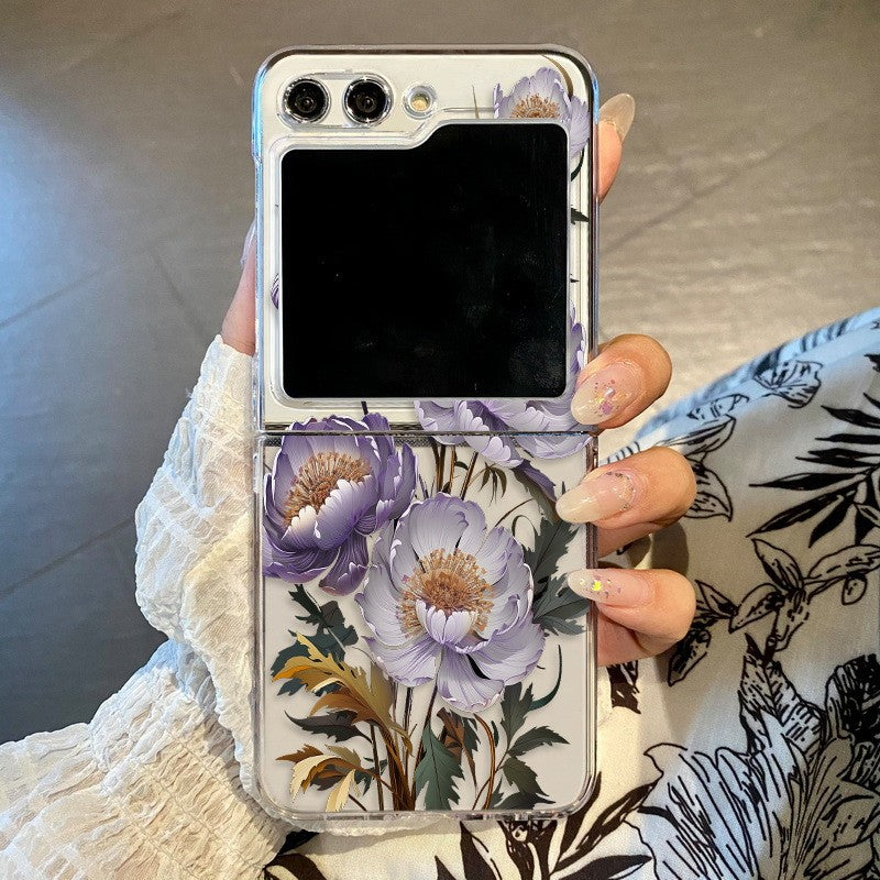 Funda transparente con diseño de flores para Samsung Galaxy Z Flip8 Flip7 FE Flip6, funda plegable transparente para Samsung Z Flip 8 7 5 4 3