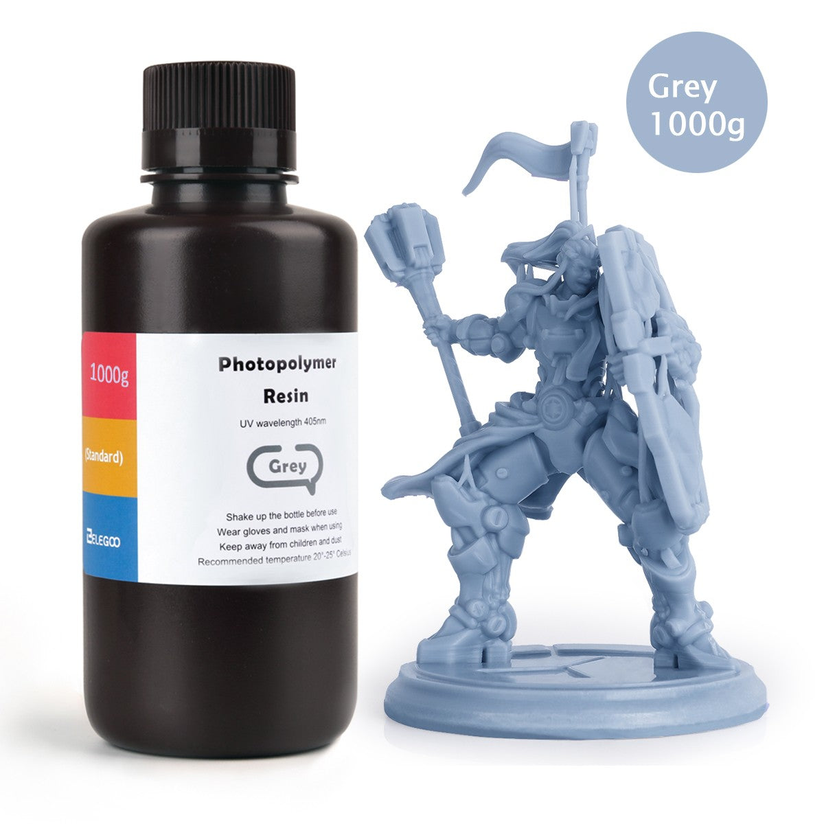 ELEGOO-resina de impresora 3D tipo ABS, resina de fotopolímero estándar tipo ABS de 405nm para impresión LCD 3D, 1000g