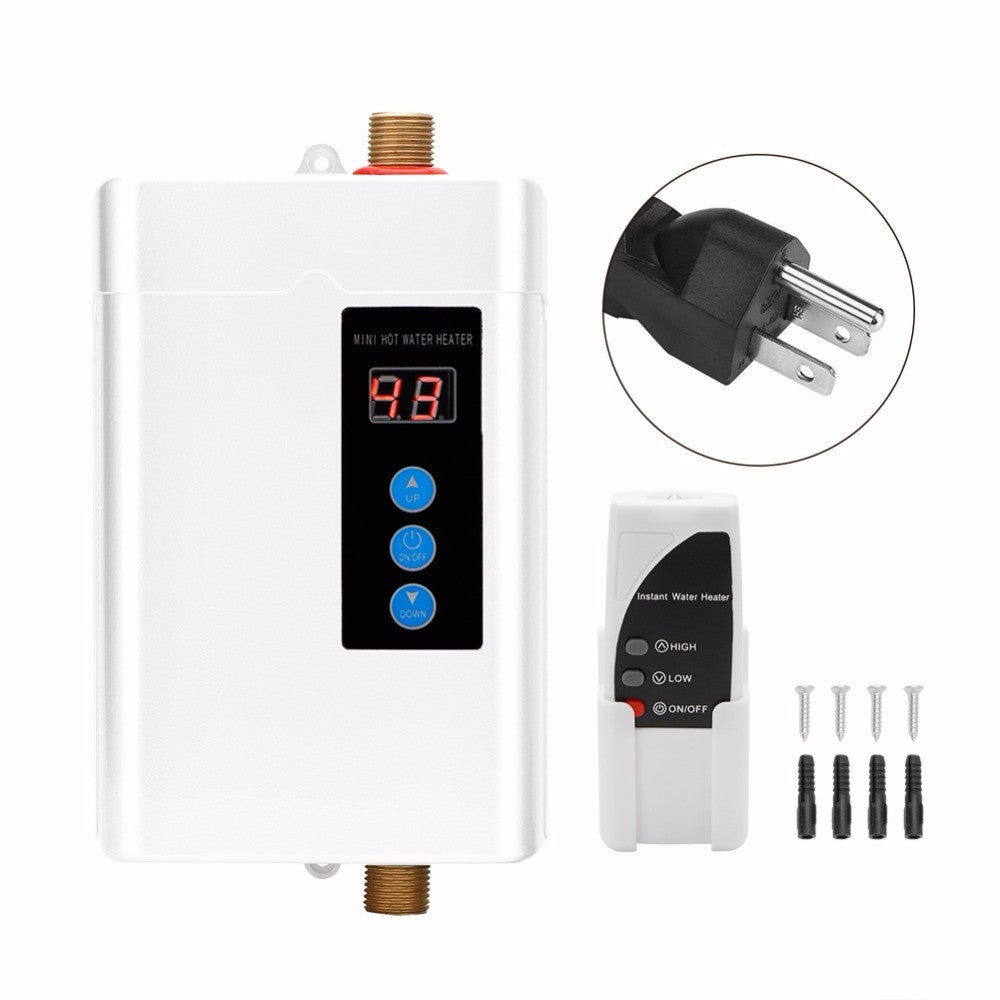 Calentador de agua eléctrico Digital, Control remoto, instantáneo, sin depósito, para cocina, baño, ducha, calentamiento rápido